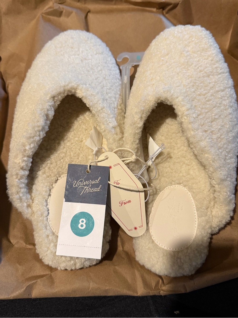 Universal Thread Cream Plush Sherpa Slip-On Slippers - Picture 2 of 7